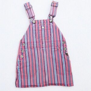 VINTAGE/Y2K Baby Gap Overall Dress Pink Denim Striped Girls Size 3/4